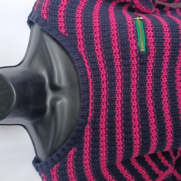 TOMMY HILFIGER Pink Striped Zipper Pocket Sweater, M - Picture 2 of 5